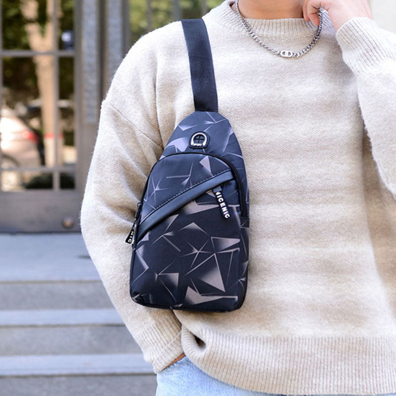 Print Sling Chest Bag For Men Crossbody Bag With Earphone Hole Design Image