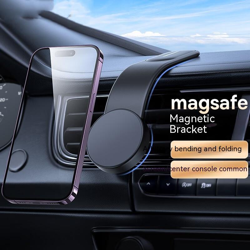 Magnetic Bendable Car Mobile Phone Holder Wireless Charger Phone Holder 15W Car Dash Mount Compatible With Phone Image