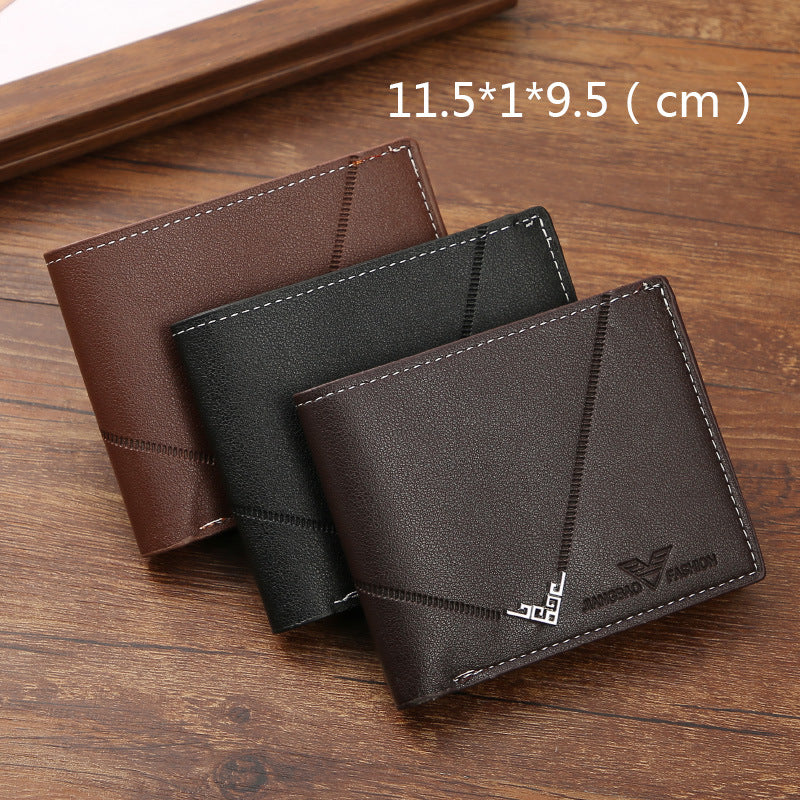 Men's Simplicity Fashion Multi-card-slot Lychee Pattern Short Wallet Image