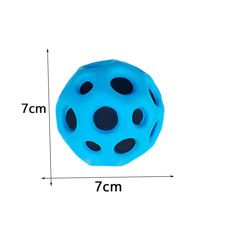 Hole Ball Soft Bouncy Ball Anti-fall Moon Shape Porous Bouncy Ball Kids Indoor Outdoor Toy Ergonomic Design Image