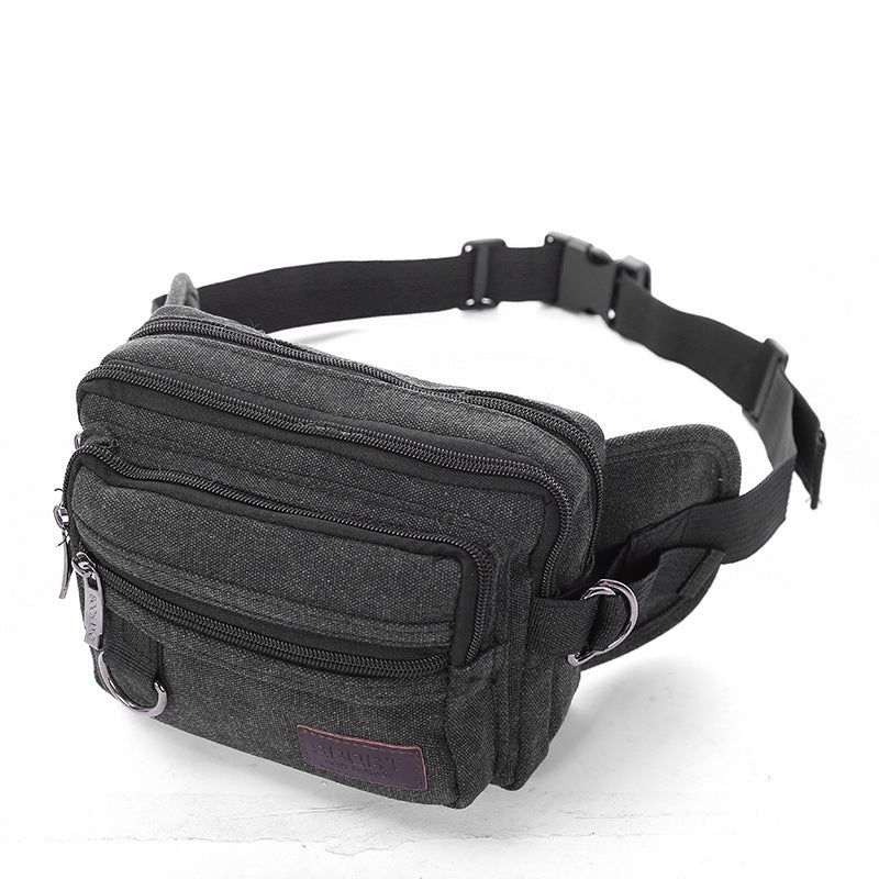 Canvas Fanny Pack With 4-Zipper Pockets Men Waist Bag Hip Bum Bag With Adjustable Strap For Outdoors Workout Traveling Casual Running Hiking Cycling Image