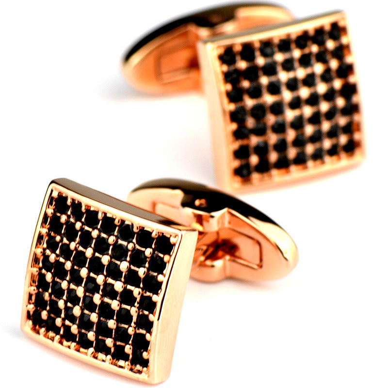 Full Diamond Precision White Diamond Cufflinks Rose Gold French Cufflinks Image