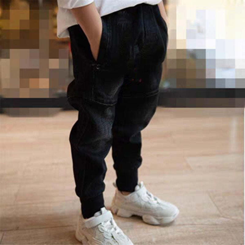 Kids Black Jeans Single Pants Spring And Autumn Boys Pants Image