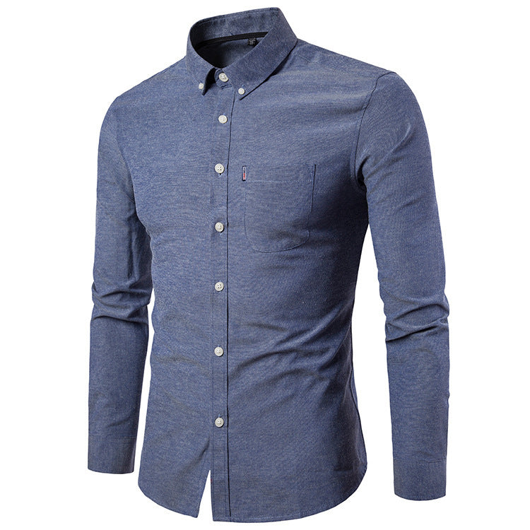 Men S Shirts Korean Men Slim Long Sleeve Dress Shirt Image