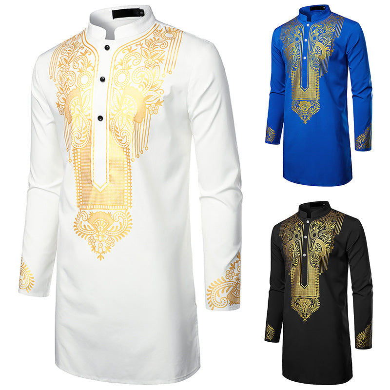 Men's African Printed Totem Long Shirt Image