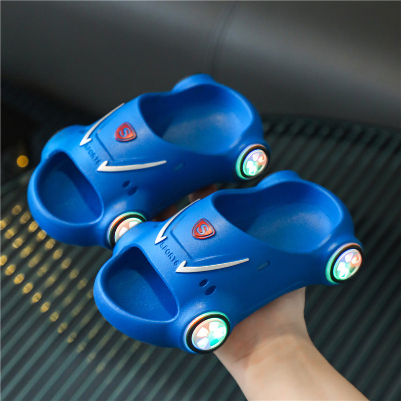 Kids Glowing Slippers Cartoon Car Sandals Children Sandals Anti Slip Boys Girls Luminous Slippers Summer Beach Shoes Image