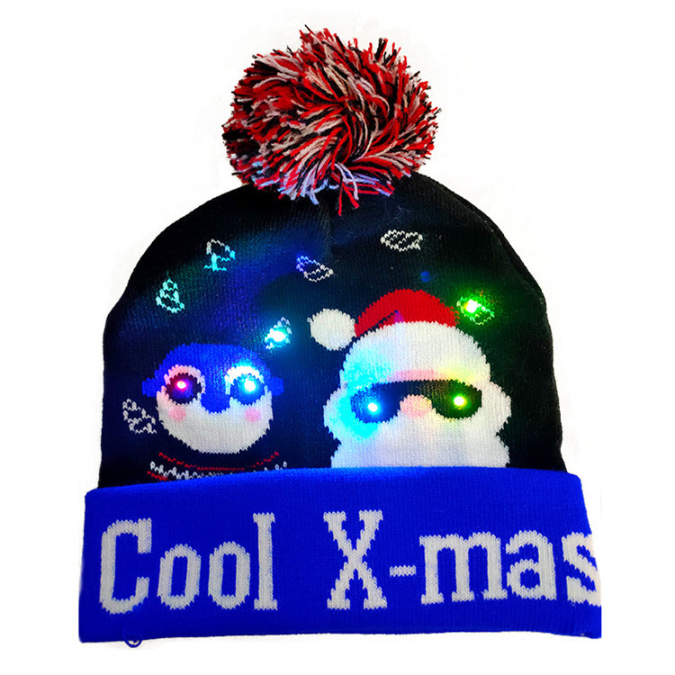 LED Christmas Hat Sweater Knitted Beanie Christmas Light Up Knitted Hat Christmas Gift  Kids Xmas New Year Decorations Image