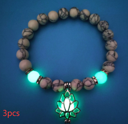 Energy Luminous Lotus Natural Stone Bracelet Yoga Healing Luminous Glow In The Dark Charm Beads Bracelet For Men Women Prayer Buddhism Image