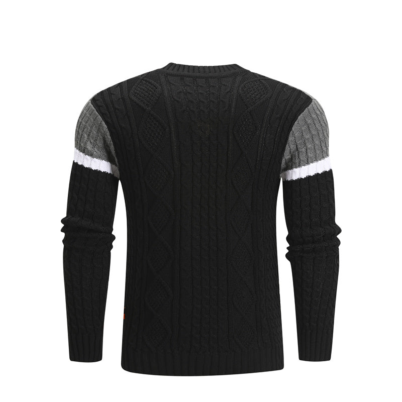 Men Casual Knitted Soft Cotton Sweaters Pullover Men Winter New Fashion Striped O-Neck Sweater Image