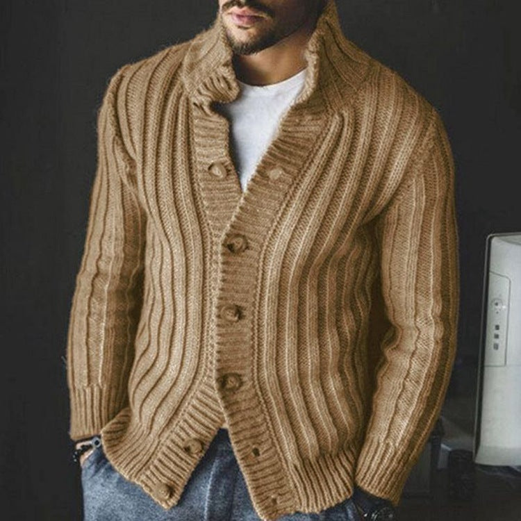 Men's Casual Single-breasted Knitted Sweater Image