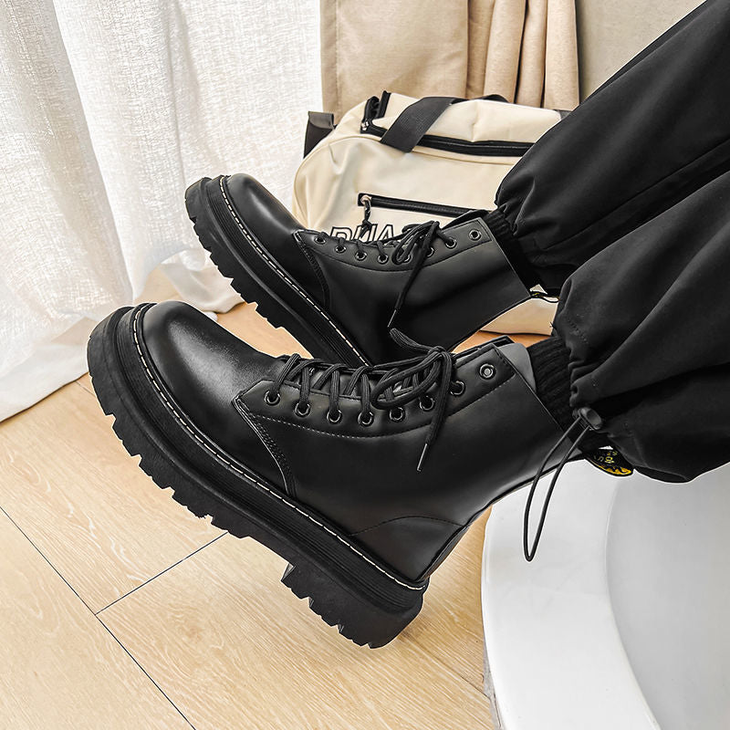 Men's Black Platform Doc Martens Boots Image