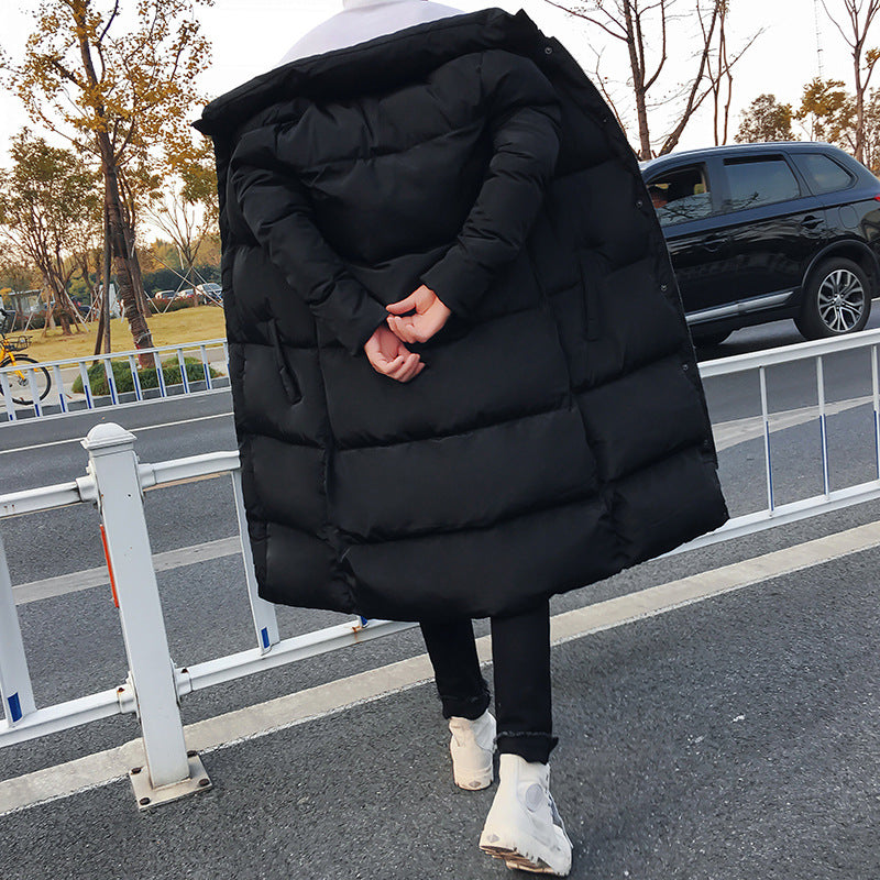 Long Cotton-padded Jacket With Stand-up Collar Over-knee Image