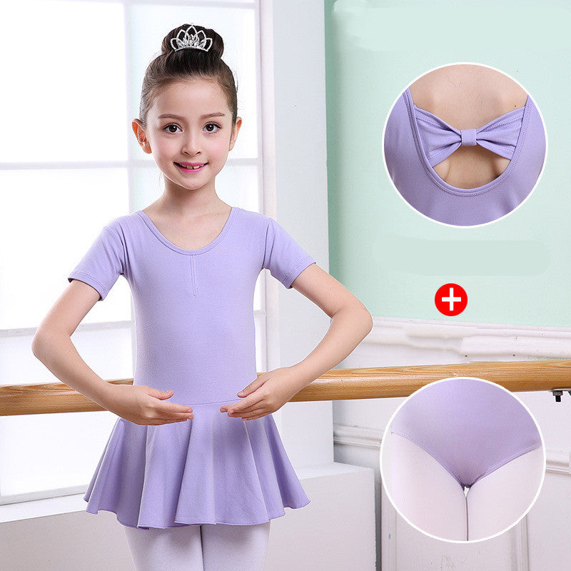 Children's Dance Clothes, Girls' Practice Clothes, Girls Short-sleeved Tutu Image