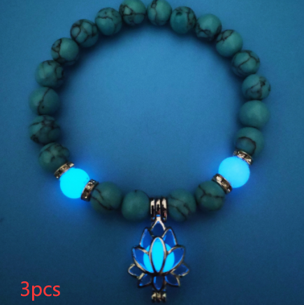 Energy Luminous Lotus Natural Stone Bracelet Yoga Healing Luminous Glow In The Dark Charm Beads Bracelet For Men Women Prayer Buddhism Image