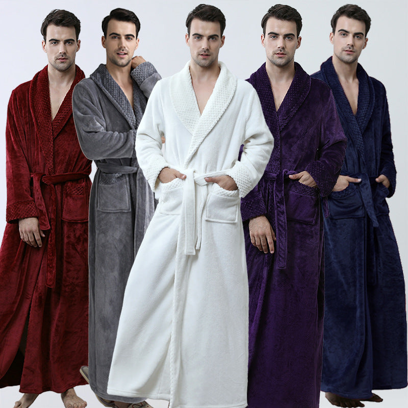 Men's Winter Coral Fleece Nightgown Homewear Thickened Pajamas Image