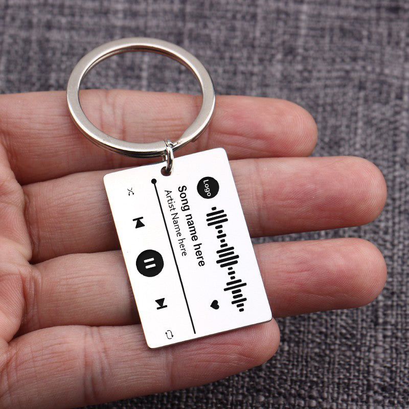 Personalized DIY Custom Music Scan Code Keychain Stainless Steel Image