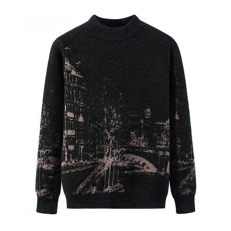 Autumn And Winter Round Neck Long Sleeved Pullover Thick Sweater Image