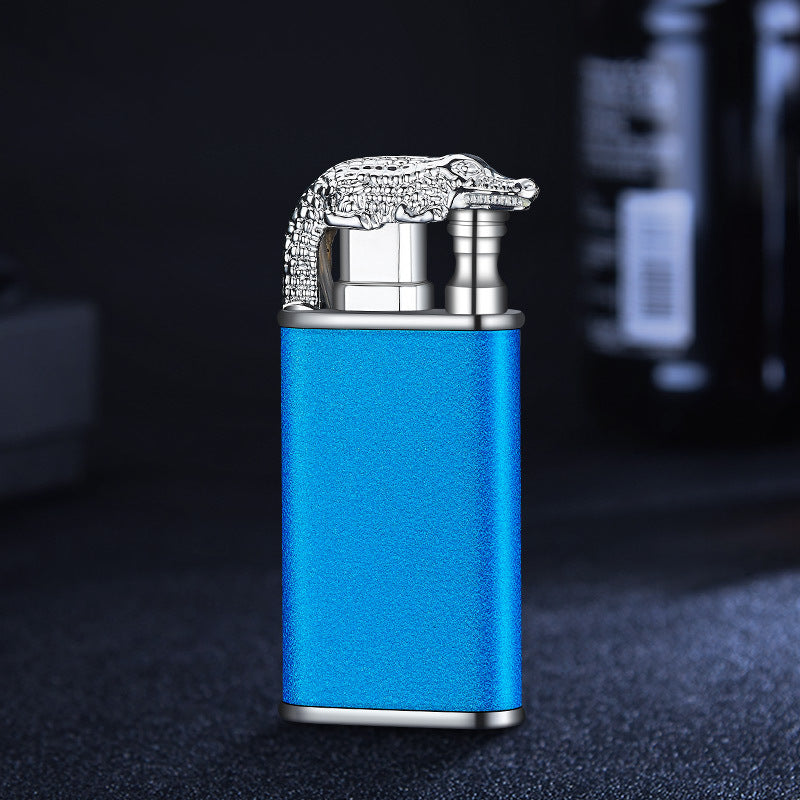 Creative Blue Flame Lighter Dolphin Dragon Tiger Double Fire Metal Winproof Lighter Inflatable Lighter Image