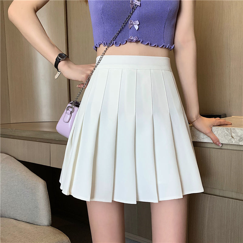 Plaid Pleated Skirt Female High Waist Slim Short Image