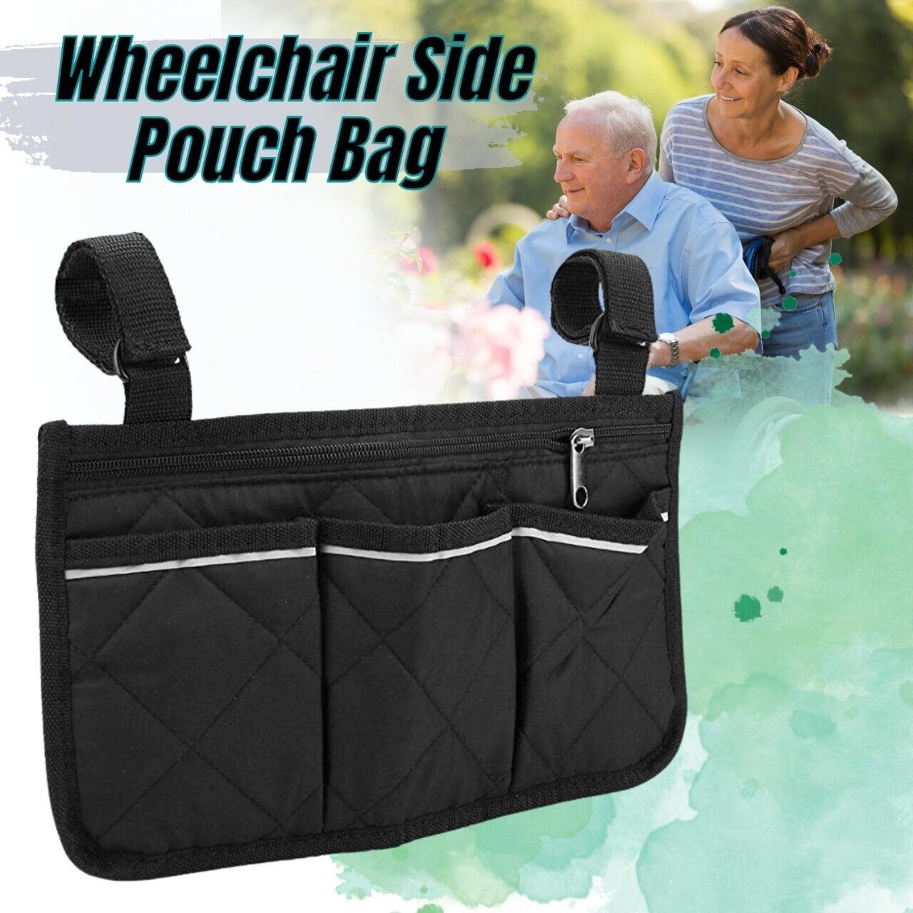 Wheelchair Armrest Accessories Side Bags To Hang On Side Pouch With Bright Line Image