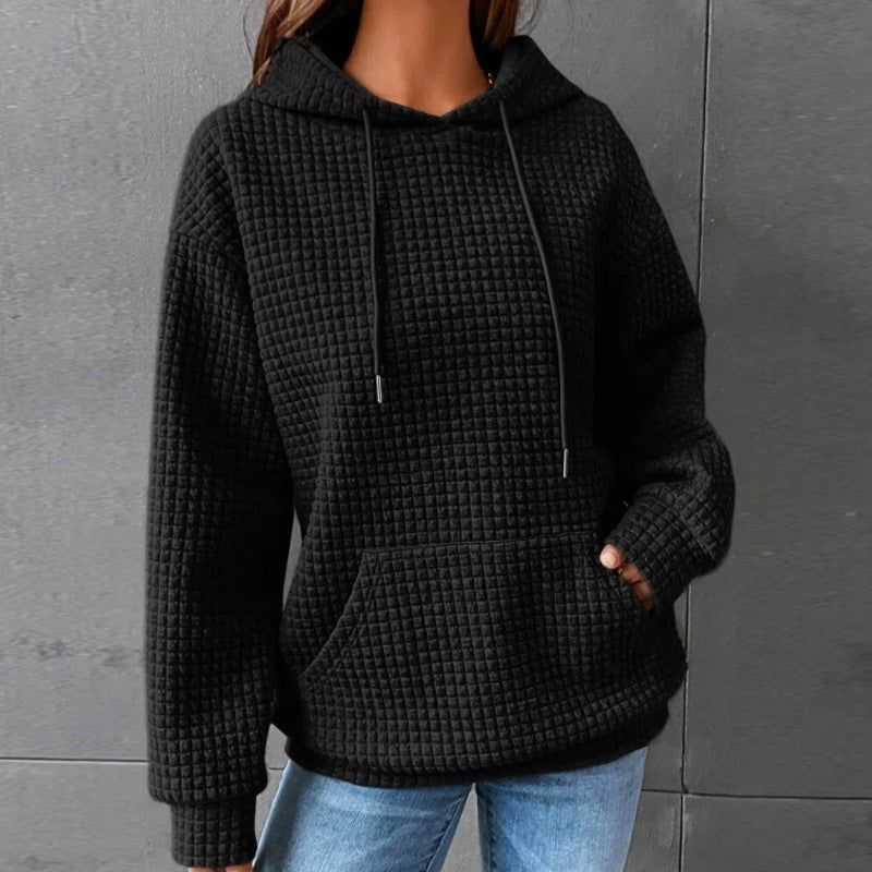 Fashion Waffle Hoodie Sweater Women's Sports Sweatshirt Casual Long Sleeve Tops Womens Clothing Image