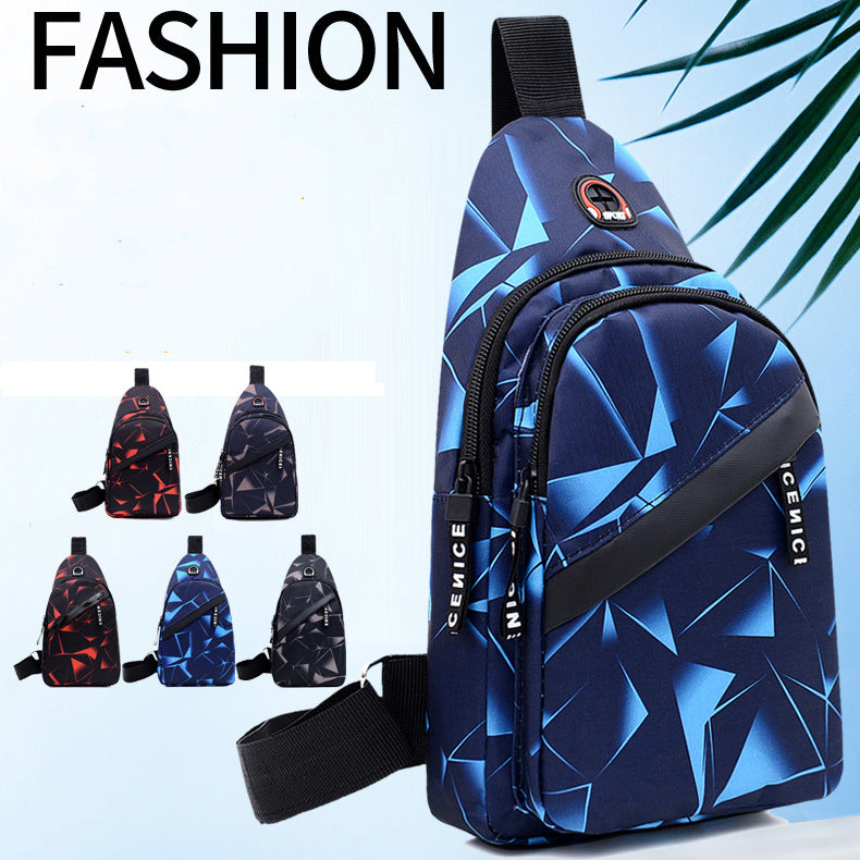 Print Sling Chest Bag For Men Crossbody Bag With Earphone Hole Design Image