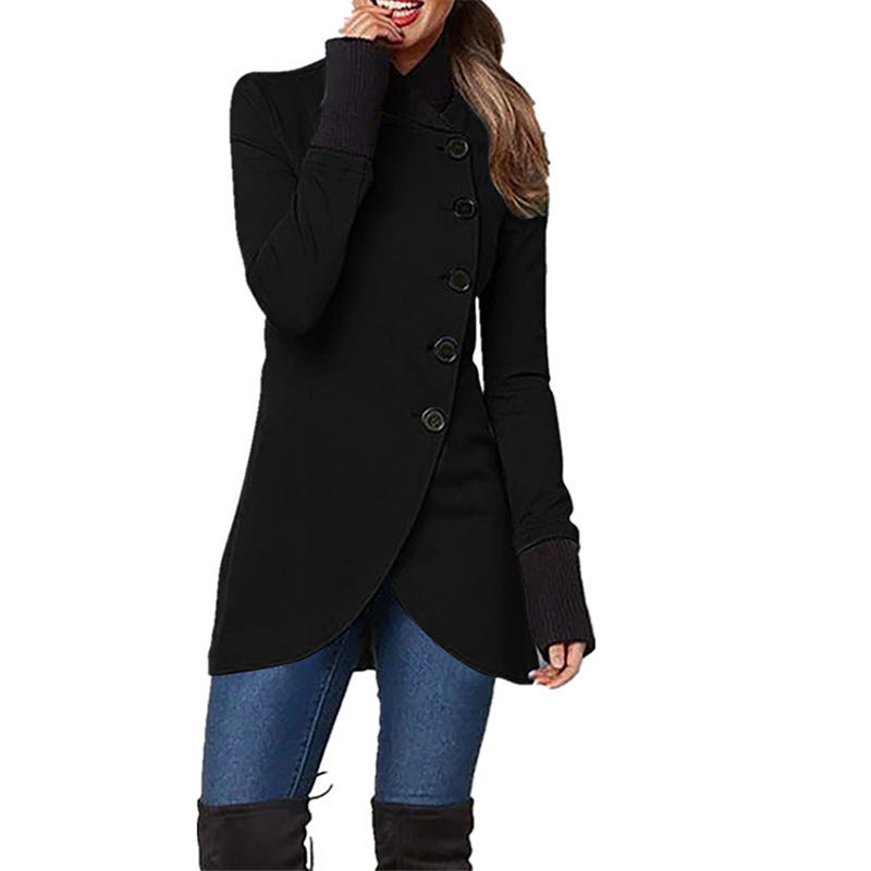 Single-breasted Panelled Hem Slit Long-sleeved Jacket Image