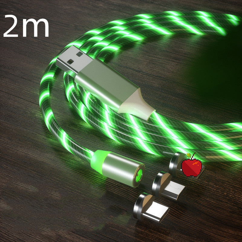 Magnetic Charging Cable Streamer Fast Charging Cable Lighting Micro USB Cable LED Magnet Charger Type-C Cable Image