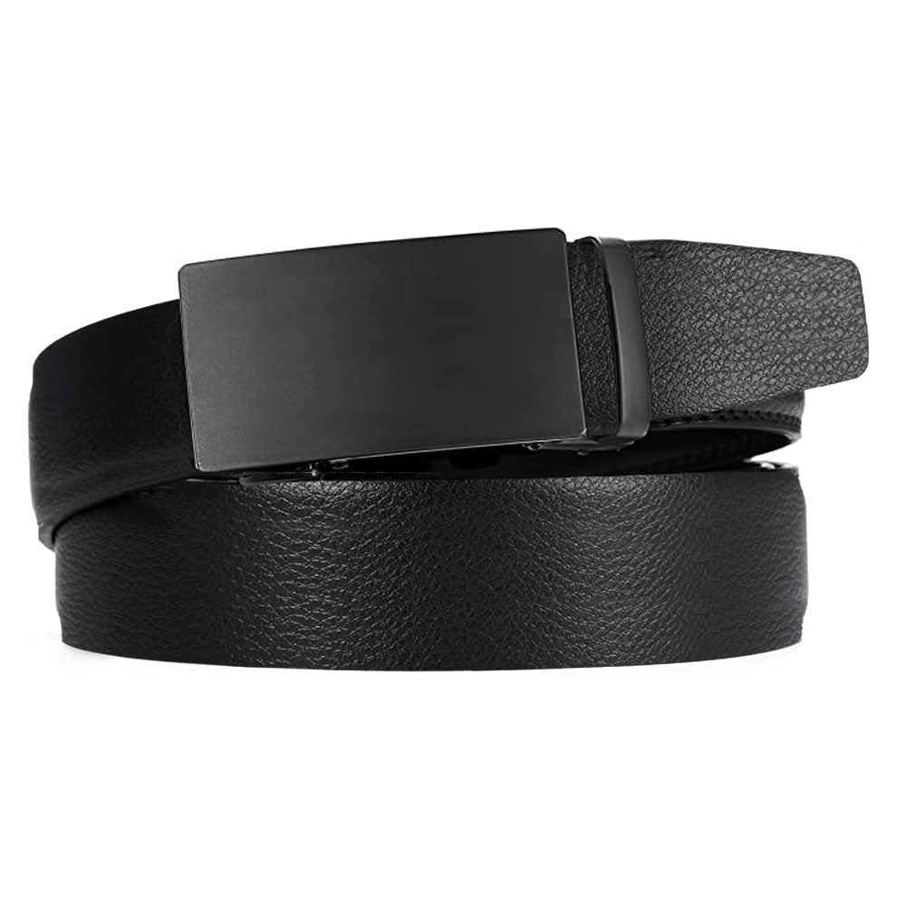 Microfiber Leather Mens Ratchet Belt Belts For Men Adjustable Automatic Buckle Black Image