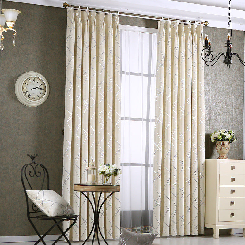 Solid Color Simple Modern Light Luxury Living Room Chenille Blackout Curtains Image