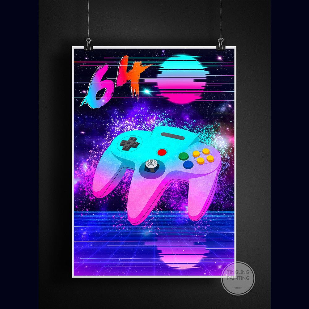 Retro Neon Game Poster Canvas Painting Image