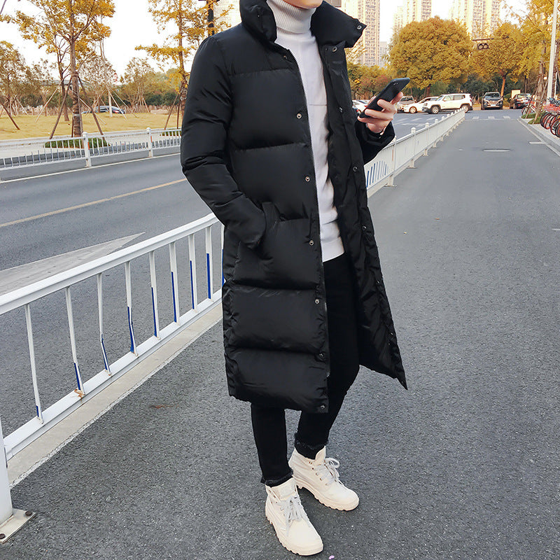 Long Cotton-padded Jacket With Stand-up Collar Over-knee Image