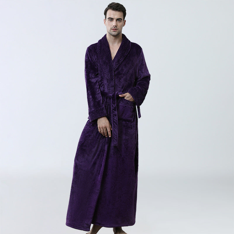 Men's Winter Coral Fleece Nightgown Homewear Thickened Pajamas Image