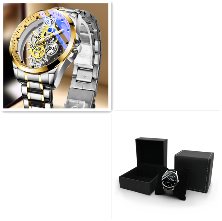 Men Watch Skeleton Automatic Quartz Watch Gold Skeleton Vintage Man Watch Mens Watches Top Brand Luxury