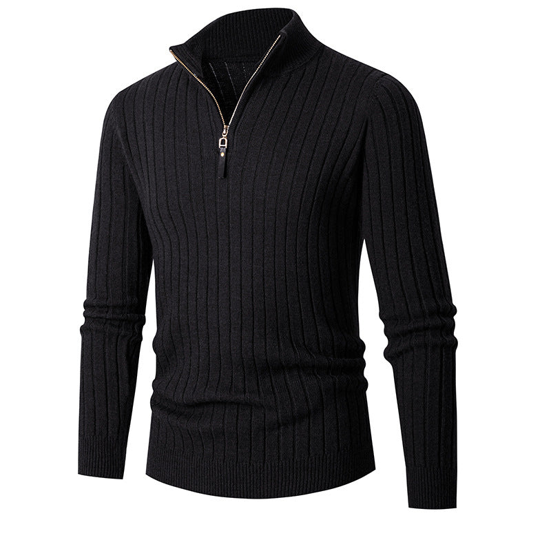 Men's Long-sleeved Half-turtleneck Zip-up Sweater Image