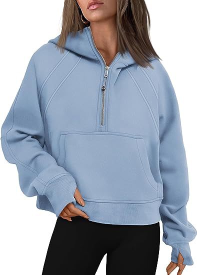 Zipper Hoodies Sweatshirts With Pocket Loose Sport Tops Long Sleeve Pullover Sweaters Winter Fall Outfits Women Clothing Image