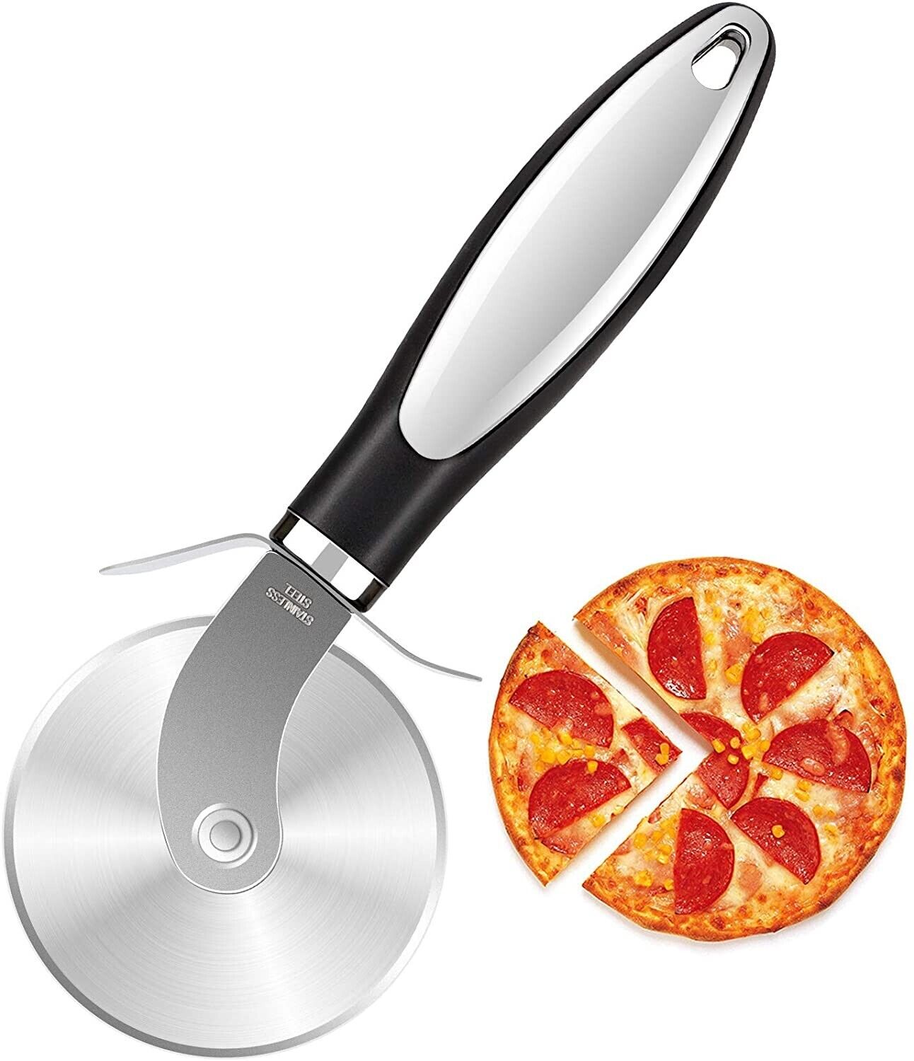 Pizza Cutter Wheel Kitchen Pizza Slicer Cutting Tool Stainless Steel Easy To Cut Image