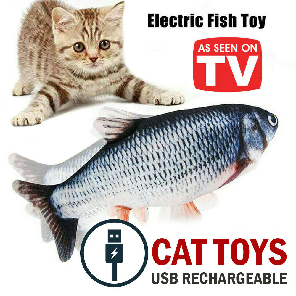 Electric Fish Cat Toy Realistic Interactive Kicker Jumping Dancing Kitten Toys Image