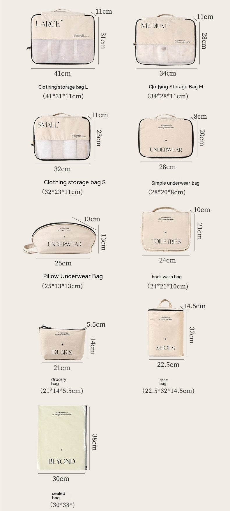 Travel Storage Bag Set Packing Image