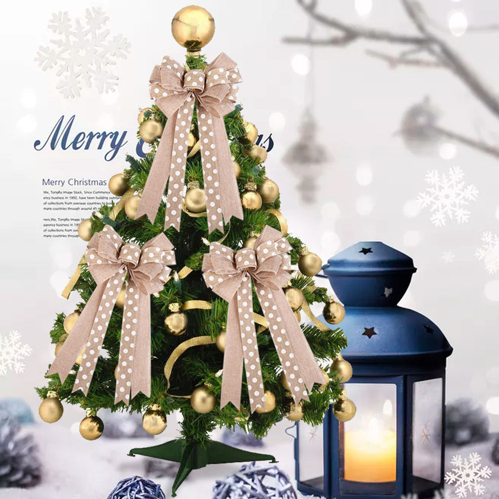 Linen Beige Bow Christmas Tree Pendant Image