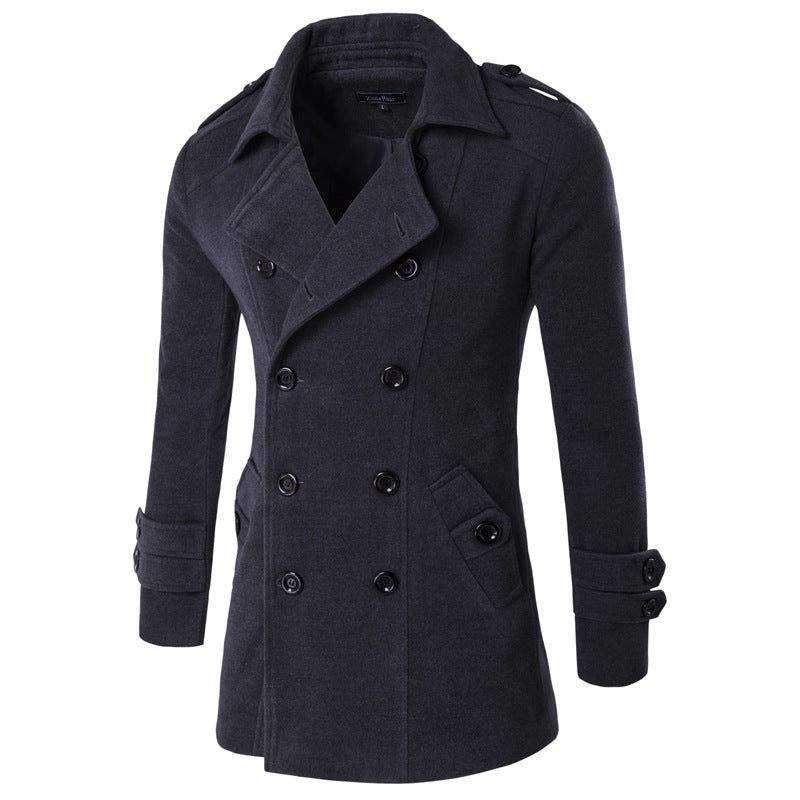 Fashion Men's Casual Long-sleeved Solid Color Coat Image