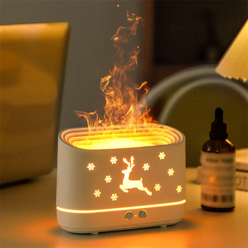 Elk Flame Humidifier Diffuser Mute Household Atmosphere Lamp Christmas Home Decorations Image