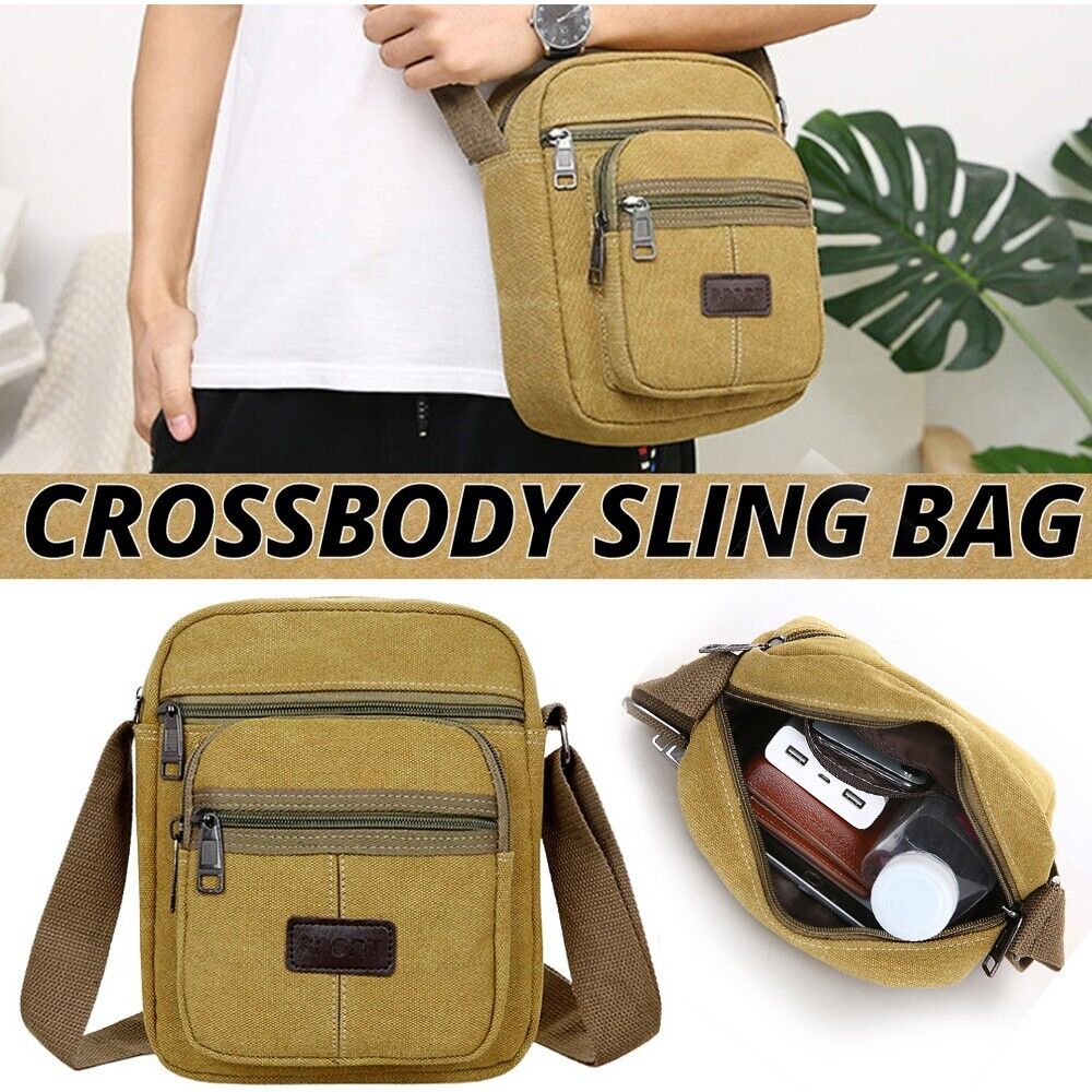 Men's Crossbody Messenger Bag Canvas Bags Casual Shoulder Satchel Handbag Pouch Image