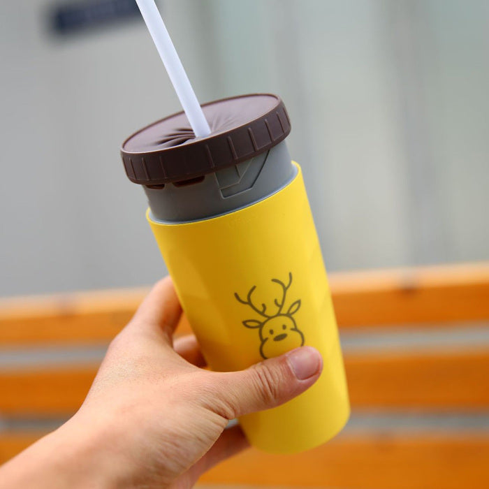 No Cover Twist Cup Travel Portable Cup Double Insulation Tumbler Straw Sippy Water Bottles Portable For Children Adults Image