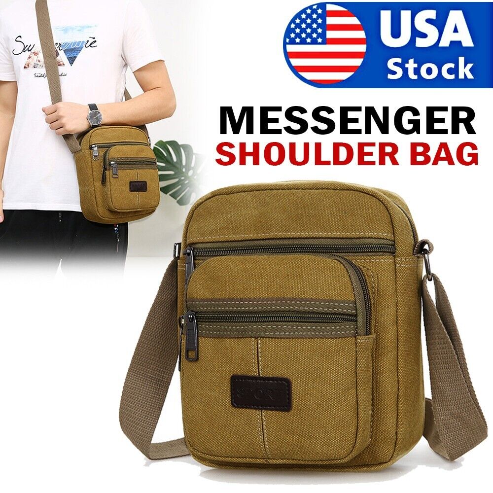 Men's Crossbody Messenger Bag Canvas Bags Casual Shoulder Satchel Handbag Pouch Image