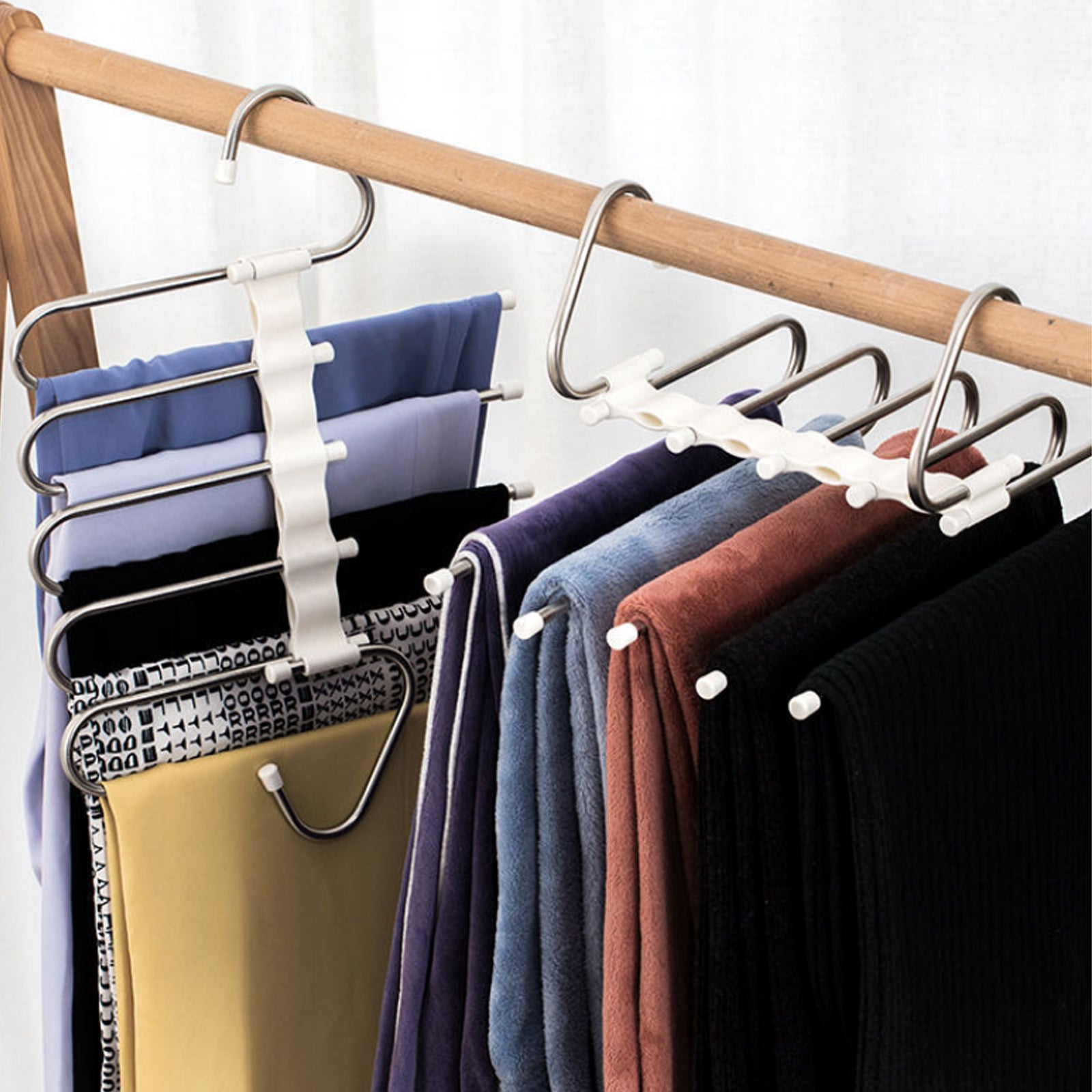 5 In 1 Wardrobe Hanger Multi-functional Clothes Hangers Pants Stainless Steel Magic Wardrobe Clothing Hangers For Clothes Rack Image