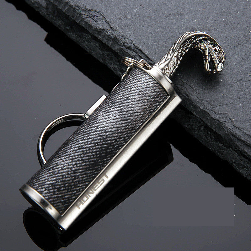 Creative Metal Keychain Lighter Wild Fire Ten Thousand Times Use Kerosene Lighters Gifts For Men Image