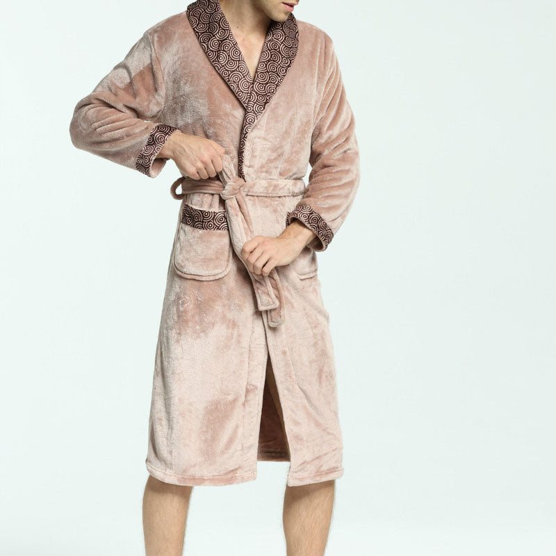 Men's Soft Flannel Coral Fleece Nightgown Image