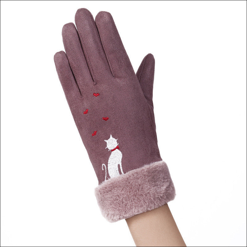 Gloves women winter suede gloves Image