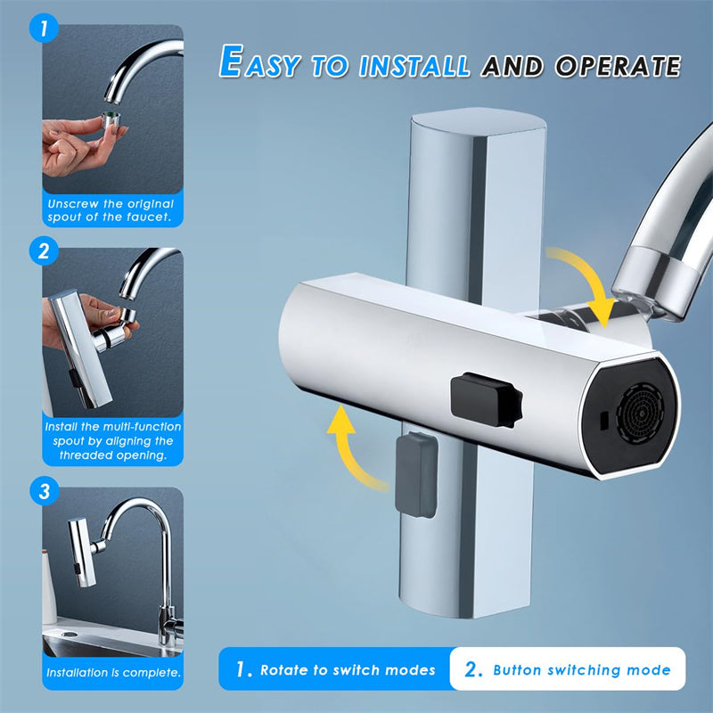 Kitchen Faucet Waterfall Outlet Splash Proof Universal Rotating Bubbler Multifunctional Water Nozzle Extension Kitchen Gadgets Image